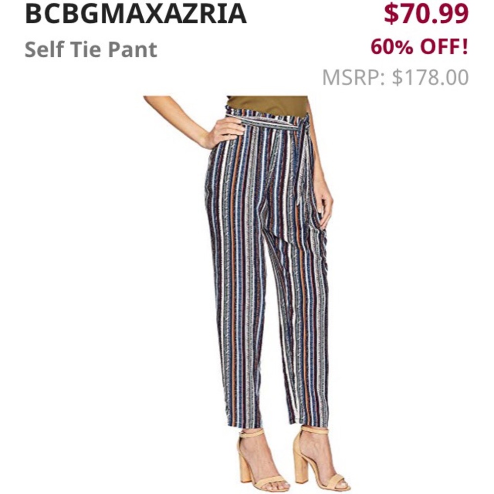 NWOT BCBG Maxazria Striped Tie Pants